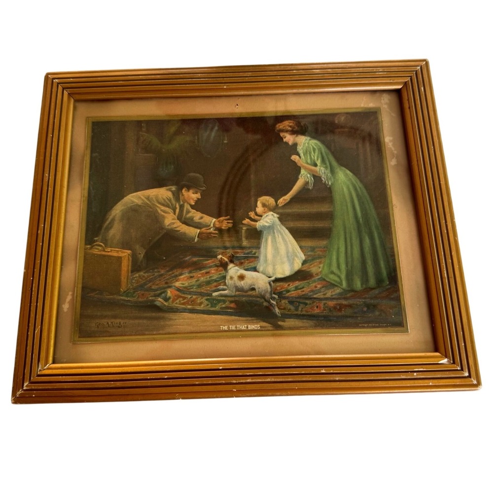 Vintage / Antique Framed Print - "The Tie That Binds" (Geo. A. King)